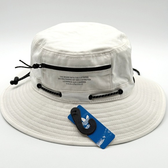 Adidas Originals Utility 2.0 Boonie Bucket Hat Side Pocket White Unisex, NEW - Picture 4 of 7